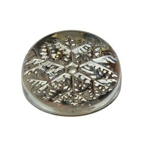Vtg Clear Leaded Crystal Snowflake Paperweight Cristal France Dome 3.5" Debossed